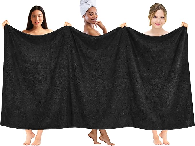 DAN RIVER Pack of 1 Bath Sheet 40x80 Inches, Oversized Black Bath Towels - Image 2