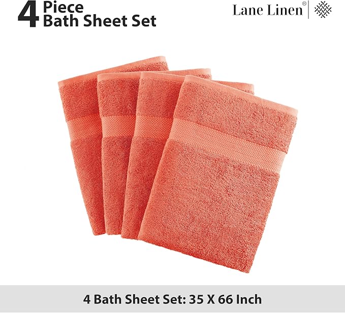 LANE LINEN 100% Cotton Premium Bath Sheets Set of 4 - Image 5