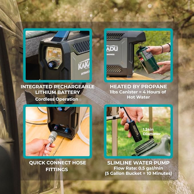 Kakadu Portable Camping Outback Shower, Instant Hot Water - Image 5