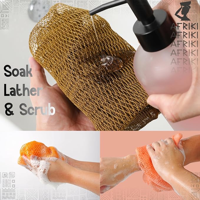 AFRIKI African Net Sponge – Exfoliating Body Scrubber, All Skin Types | 45 in - Image 5
