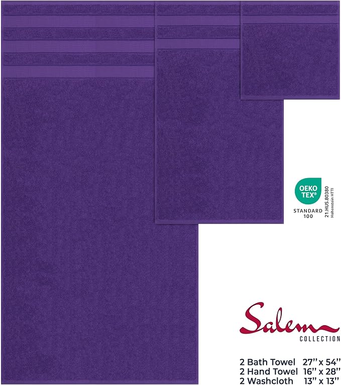 American Soft Linen Salem Turkish Bath Towel Set, 100% Cotton 600 GSM 6 Piece - Image 4