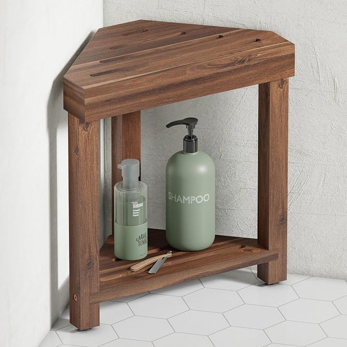 BLUEWEST Shower Foot Stool for Shaving Legs, Acacia Wood Bathroom Foot Rest by BLUEWEST