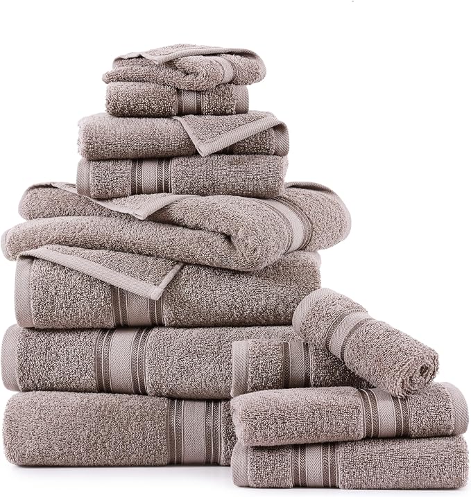 LANE LINEN 100% Mercerized Cotton Bath Towel Set of 12 – Zero Twist Shower - Image 2