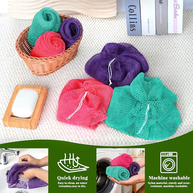 African Net Sponge Authentic, 3 Pieces Exfoliating Scrubber Bath Sponge - Image 5