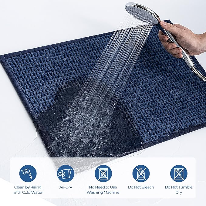 GRANNY SAYS Blue Bathroom Rugs, Absorbent Bath Mats 24" x 16", Soft Chenille - Image 7