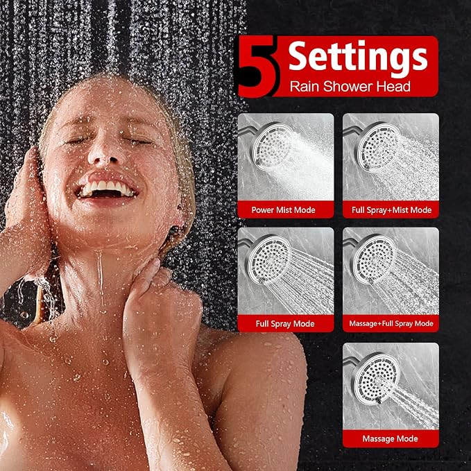 SUMERAIN Brushed Nickel Rainfall Shower System - Image 7