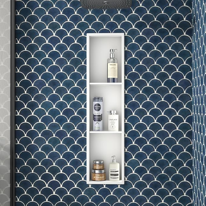 Stainless Steel Shower Niche 36" X 8" White No Tile Needed Niche Shower - Image 2