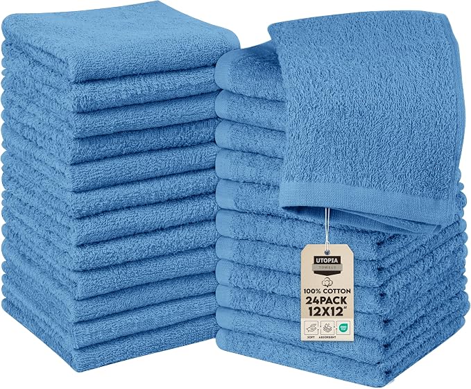 Utopia Towels 24 Pack Cotton Washcloths Set, 100% Ring Spun Cotton, Highly by UTOPIATOWELS