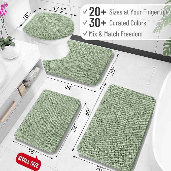 OLANLY Bathroom Rugs 30x18, Extra Soft Absorbent Chenille Bath Rugs, Rubber - Image 2
