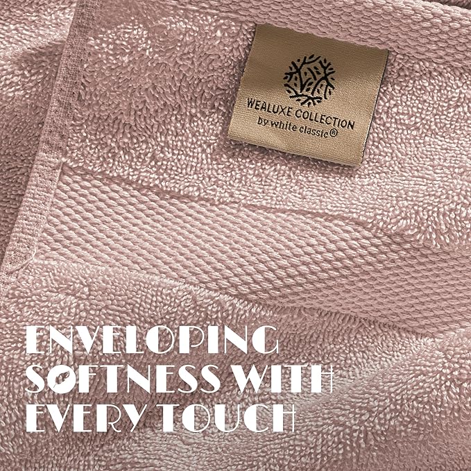 White Classic Pink Bath Towels 27x54 Inch, Cotton Towel Set - Image 3
