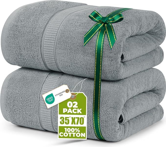 Utopia Towels Luxurious Jumbo Bath Sheet 2 Piece, 600 GSM, 35 by 70 Inches by UTOPIATOWELS