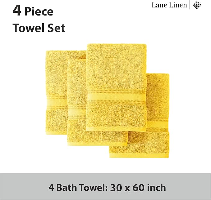 LANE LINEN 100% Cotton Bath Towels Pack of 4 - Image 3