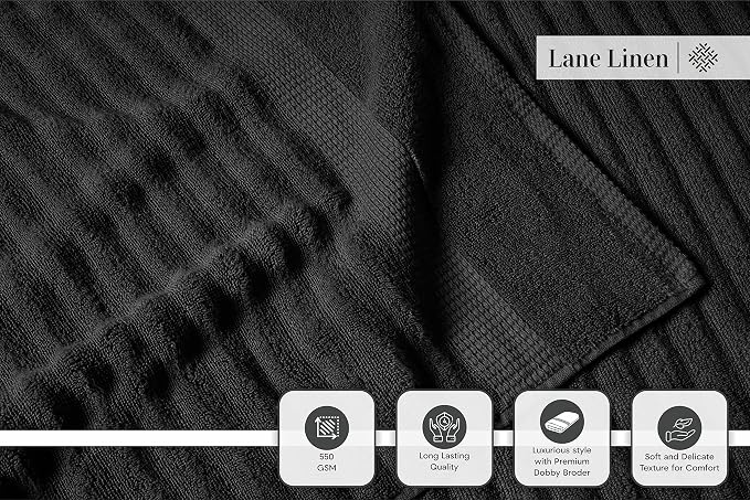 LANE LINEN 6-Piece Bath Towel Set – 100% Cotton, Quick Dry, Zero Twist - Image 4