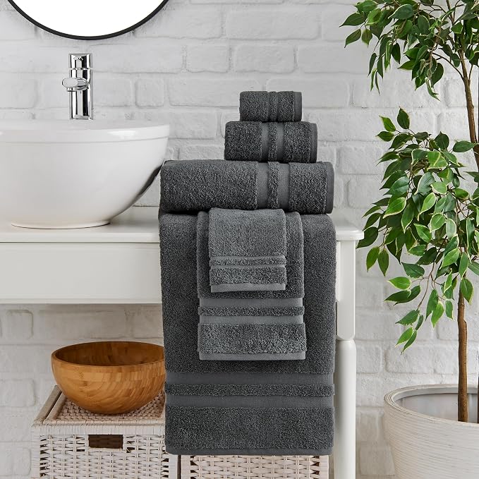 Premium 6 Piece Towel Set, 2 Bath Towel, 2 Hand Towels, 2 Washcloths, 100% - Image 2