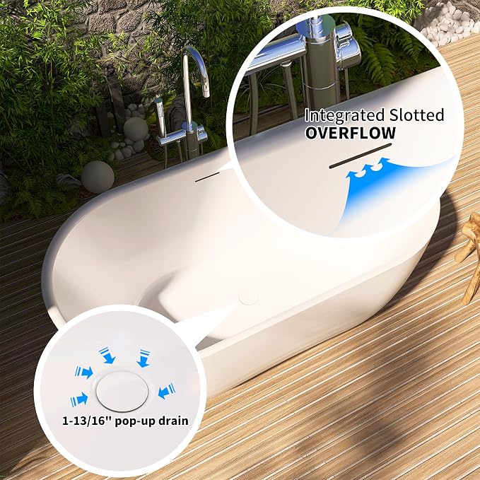 67" Acrylic Free Standing Tub, Stand Alone Tub, Freestanding Bathtub, Soaking - Image 8