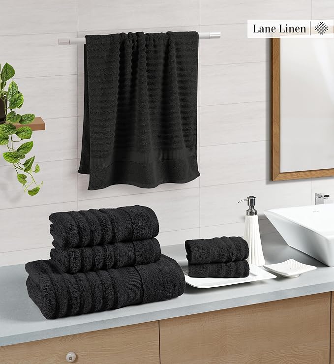 LANE LINEN 6-Piece Bath Towel Set – 100% Cotton, Quick Dry, Zero Twist - Image 2