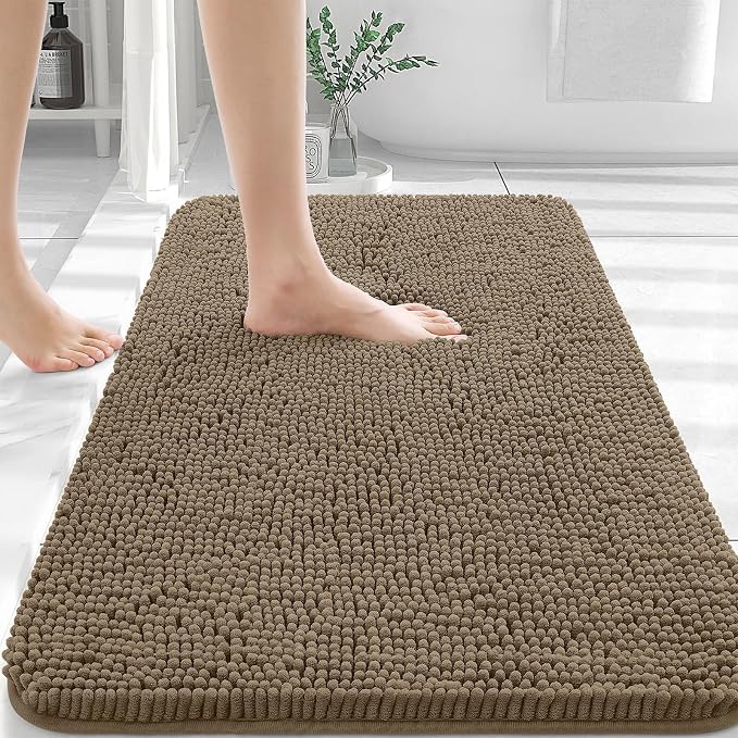 OLANLY Bathroom Rugs 30x20, Extra Soft Absorbent Chenille Bath Rugs, Rubber by OLANLY