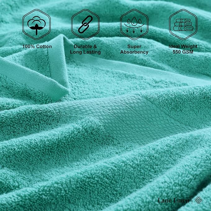 LANE LINEN 100% Ring Spun Cotton Bath Towel Set, 8 Washcloths, 6 Premium Hand - Image 6