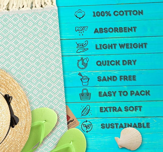 Bazaar Anatolia Turkish Beach Towel 100% Cotton Bath Towels Oversized Quick Dry - Image 3