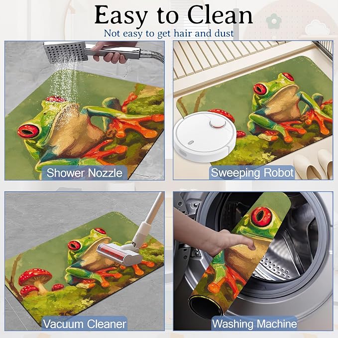 Elightvap Bath Mat Red Eyes Tree Frog Bathroom Rug, Soft and Non SlipTropical - Image 6