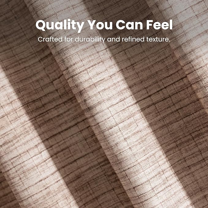 SLEEP ZONE Oatmeal Heather Shower Curtain Waterproof Curtains - Image 3