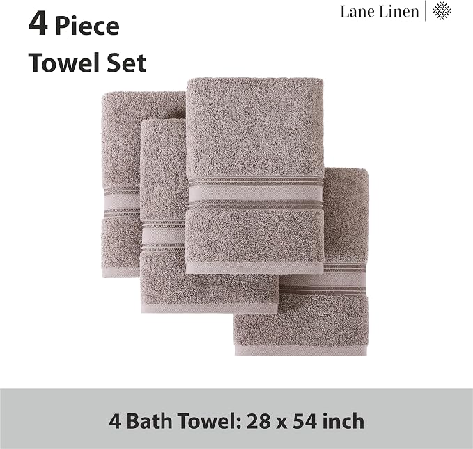 LANE LINEN 100% Cotton Bath Towels Set of 4 - Image 3
