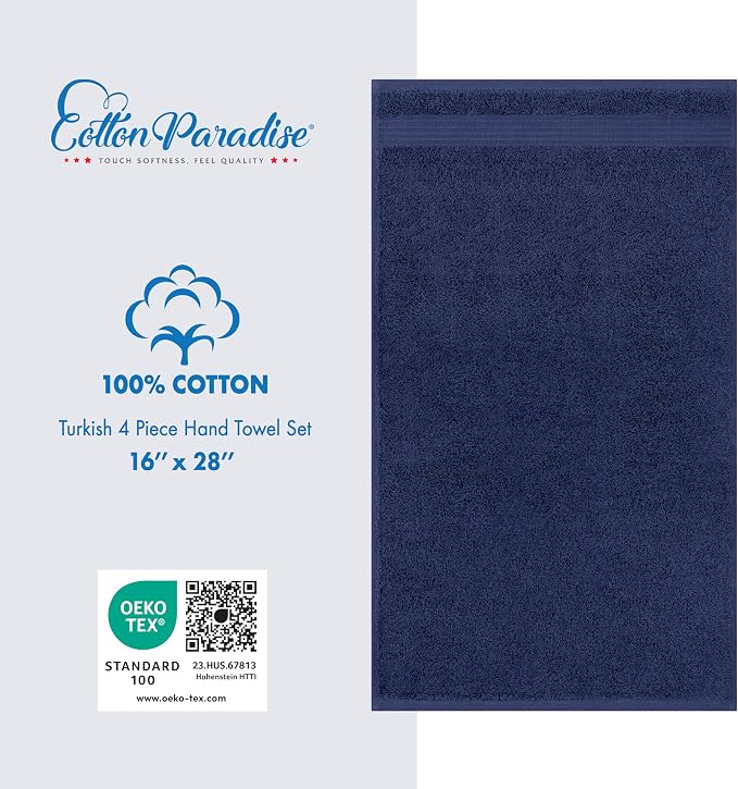 Cotton Paradise Hand Towels for Bathroom, 100% Cotton Turkish 4 Piece Hand - Image 5