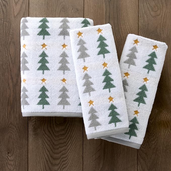 SKL Home Christmas/Winter Multi Trees 100% Cotton Premium 2-Piece Hand Towel Set - Image 6