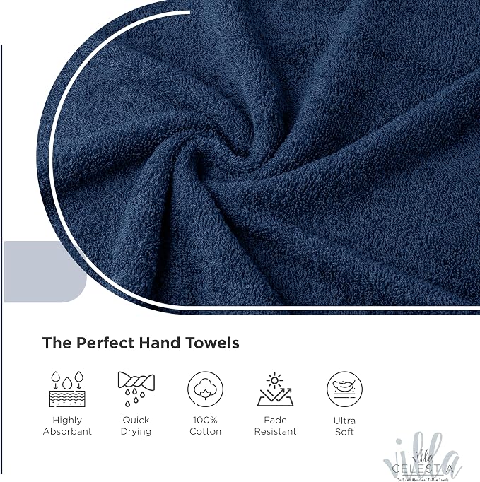 100% Cotton Hand Towel Set of 4, Sustainable, Highly Absorbent, Quick Drying - Image 3