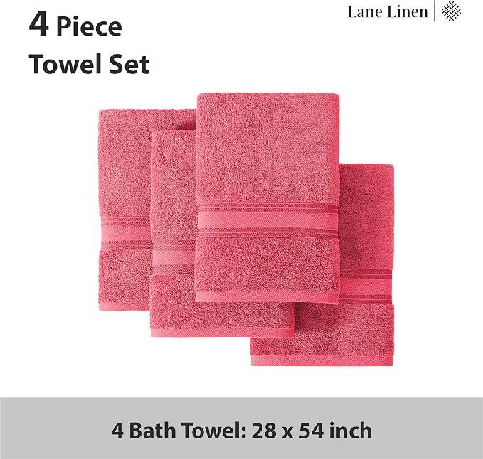 Lane Linen 100% Cotton Large Bath Towels Set of 4 - Image 4
