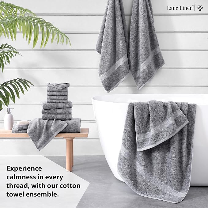 LANE LINEN 100% Cotton Luxury Bathroom Towel Set - Image 3