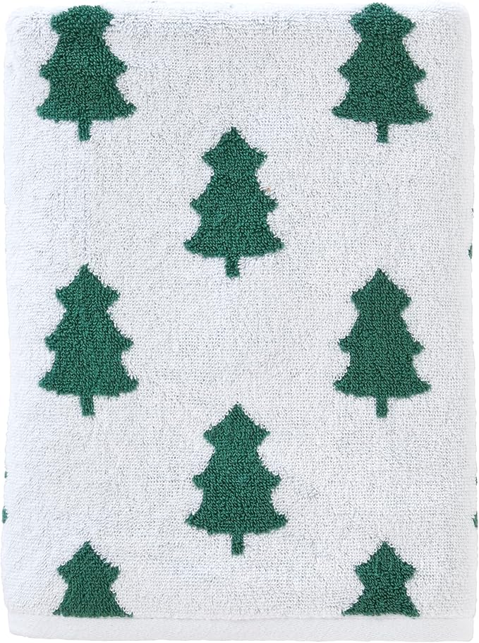 SKL Home Christmas/Winter Holiday Trees 100% Cotton Premium Bath Towel by SKLHomebySaturdayKnightLtd