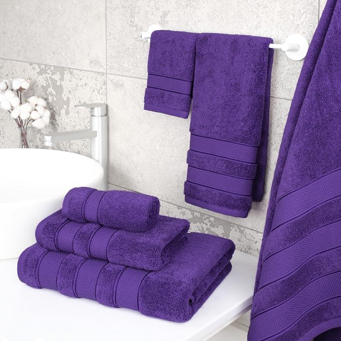 American Soft Linen Salem Turkish Bath Towel Set, 100% Cotton 600 GSM 6 Piece - Image 3
