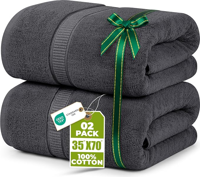 Utopia Towels Luxurious Jumbo Bath Sheet 2 Piece, 600 GSM, 35 by 70 Inches by UTOPIATOWELS