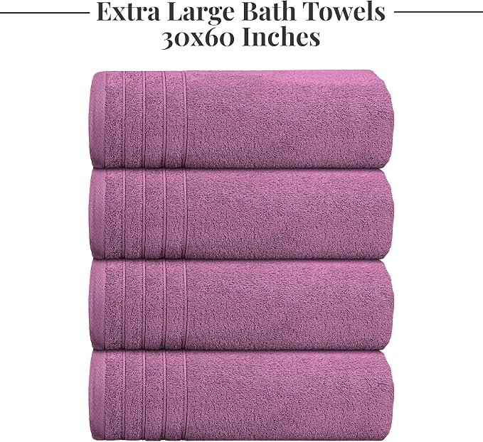 Tens Towels Pack of 4 Extra Large Bath Towels 30 x 60 Inches, 100% Cotton - Image 7