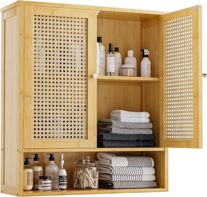 Bathroom Wall Cabinet, Bamboo Over-The-Toilet Storage Organizer by VOVALACraftingDreamHomes