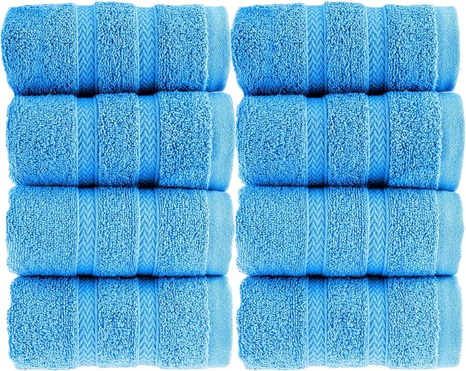 HALLEY Turkish 8 Pack Premium Washcloths 650 GSM Highly Absorbent Super Soft by HALLEY-TurkishCottonTowels
