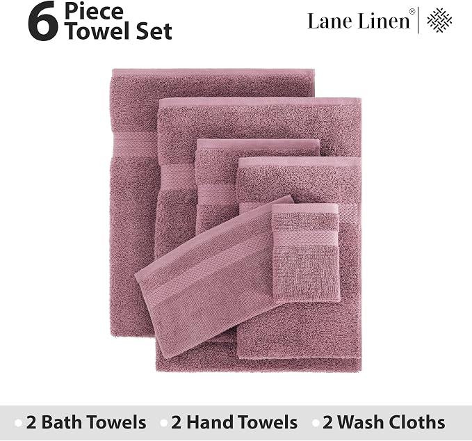 LANE LINEN 100% Mercerized Cotton Bathroom Towel Set - Image 4