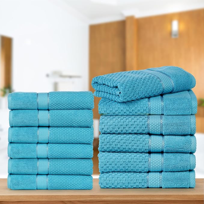 Ample Decor 100% Cotton Sky Blue Hand Towels - Image 2