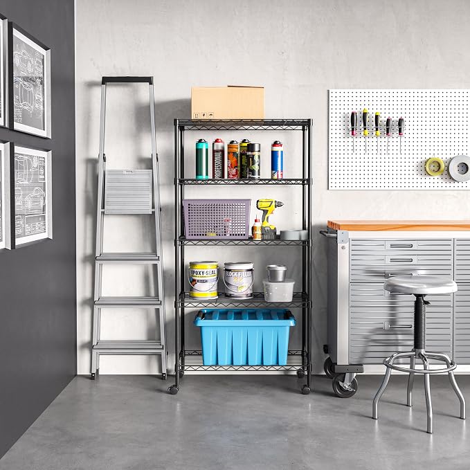 Seville Classics Solid Steel Wire Shelving Storage Unit Adjustable Shelves - Image 2