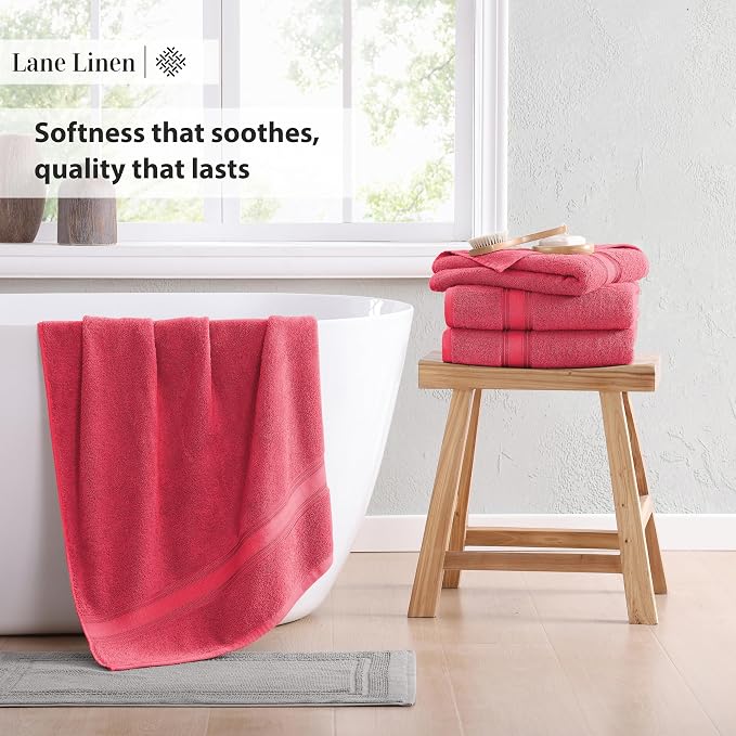 Lane Linen 100% Cotton Large Bath Towels Set of 4 - Image 5