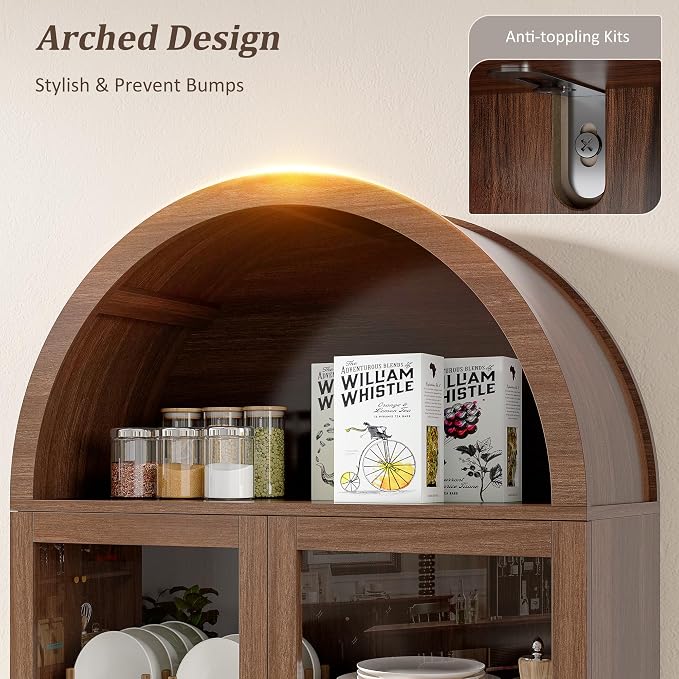 Alohappy Arched Kitchen Pantry, Modern Wood Kitchens Storage Cabinets - Image 7