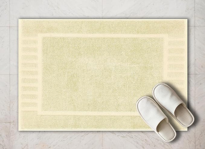 White Classic Luxury Bath Mat Floor Towel Set - Image 7