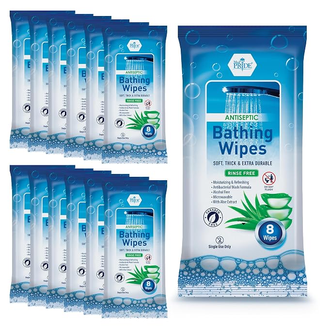 MED PRIDE Hospital Wipes for Bathing, Waterless Rinse Free Bath Wipes for Adults by MEDPRIDE