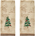 SKL Home Christmas/Winter Seasonal Fir 100% Cotton Embroidered 2pc Hand Towel by SKLHomebySaturdayKnightLtd