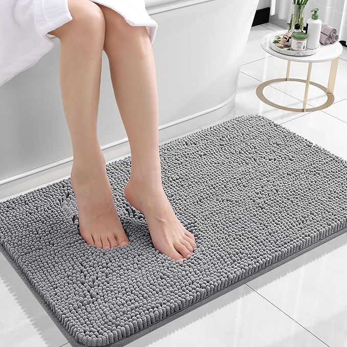 OLANLY Bathroom Rugs 24x16, Extra Soft Absorbent Chenille Bath Rugs, Rubber by OLANLY