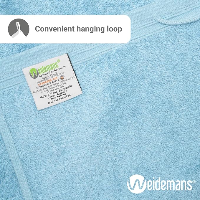 100% Cotton Washcloths Set 13” x 13” | Sky Blue Towels | Set of 12 Ultra Soft - Image 3