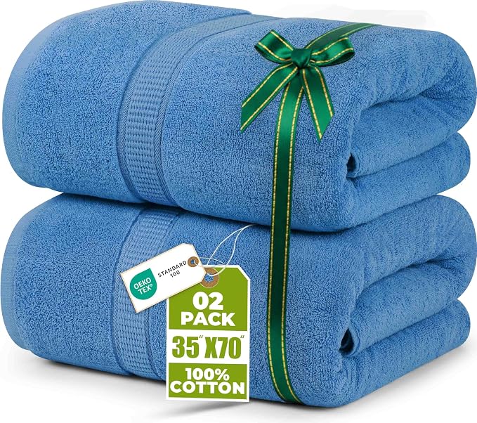 Utopia Towels Luxurious Jumbo Bath Sheet 2 Piece, 600 GSM, 35 by 70 Inches by UTOPIATOWELS