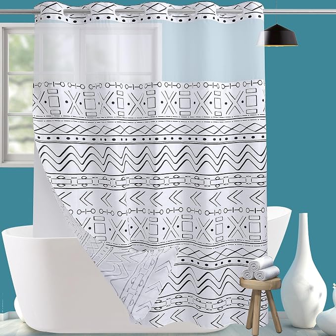 Conbo Mio Extra Long No Hook Boho Shower Curtain by ConboMio