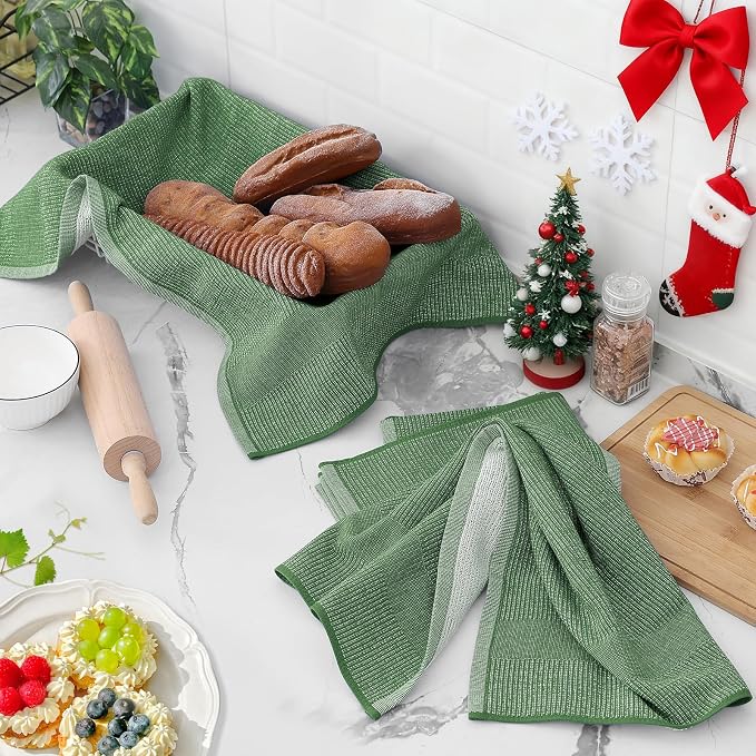 Homaxy Premium Kitchen Towels, Large Cotton Kitchen Hand Towels, Flat and Terry - Image 6